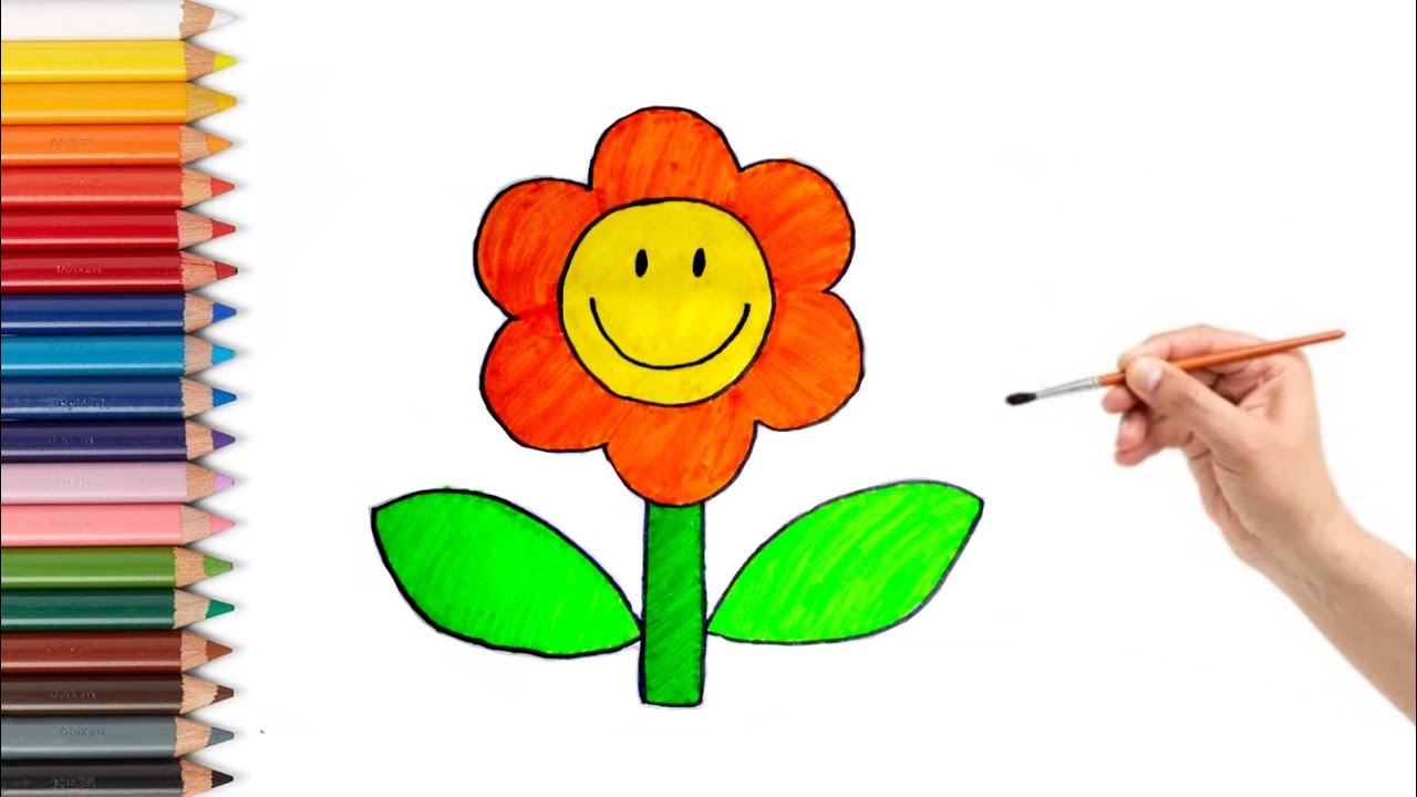 Como Dibujar y Pintar una FLOR - Dibujos para niños - ART COLORS KIDS