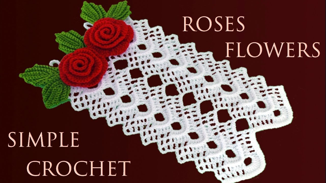 Como tejer a crochet tapete cortina de rosas 3D en punto en relieve tejido con ganchillo