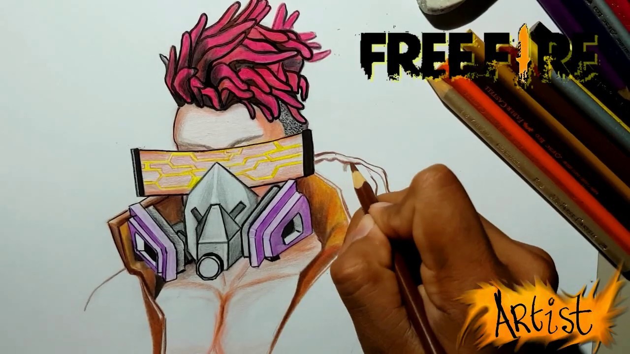DIBUJANDO y coloreando A GRAFITO INFIERNO DE FREE FIRE. ESCUADRA GRAFITERA. dibujos de free fire