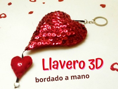 ????DIY Llavero 3D Corazón de Fieltro bordado a mano para día de San Valentín 2021