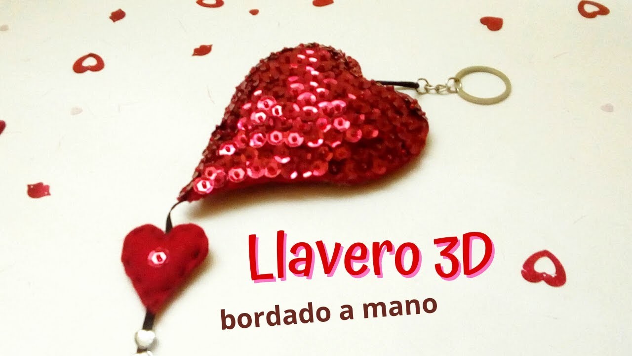 ????DIY Llavero 3D Corazón de Fieltro bordado a mano para día de San Valentín 2021
