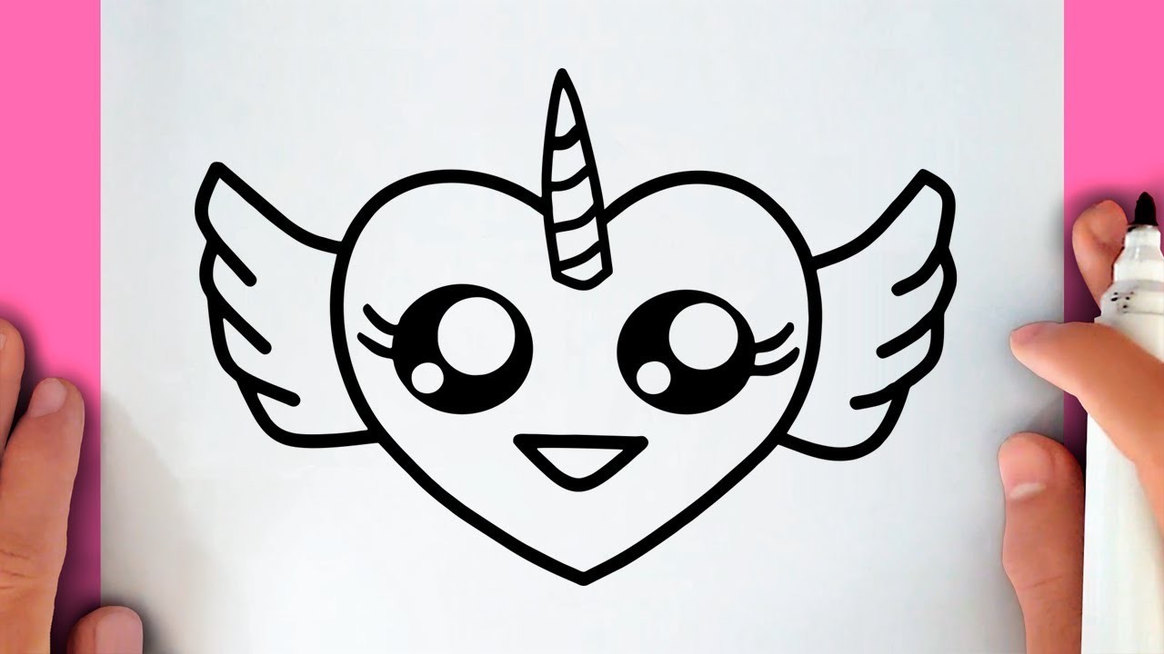 HOW TO DRAW A CUTE UNICORN HEART WITH EASY WINGS