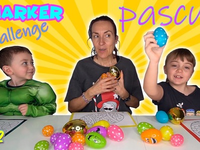3 MARKER Pascua Challenge!! Pintamos huevos de pascua con 3 colores!! Enredos en Familia