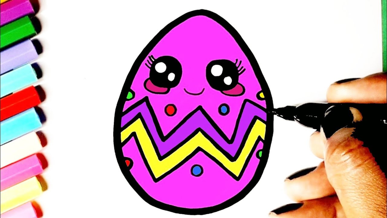 Cómo dibujar Kawaii lindo huevo de pascua ♥ Dibujos Kawaii - Dibujos para dibujar