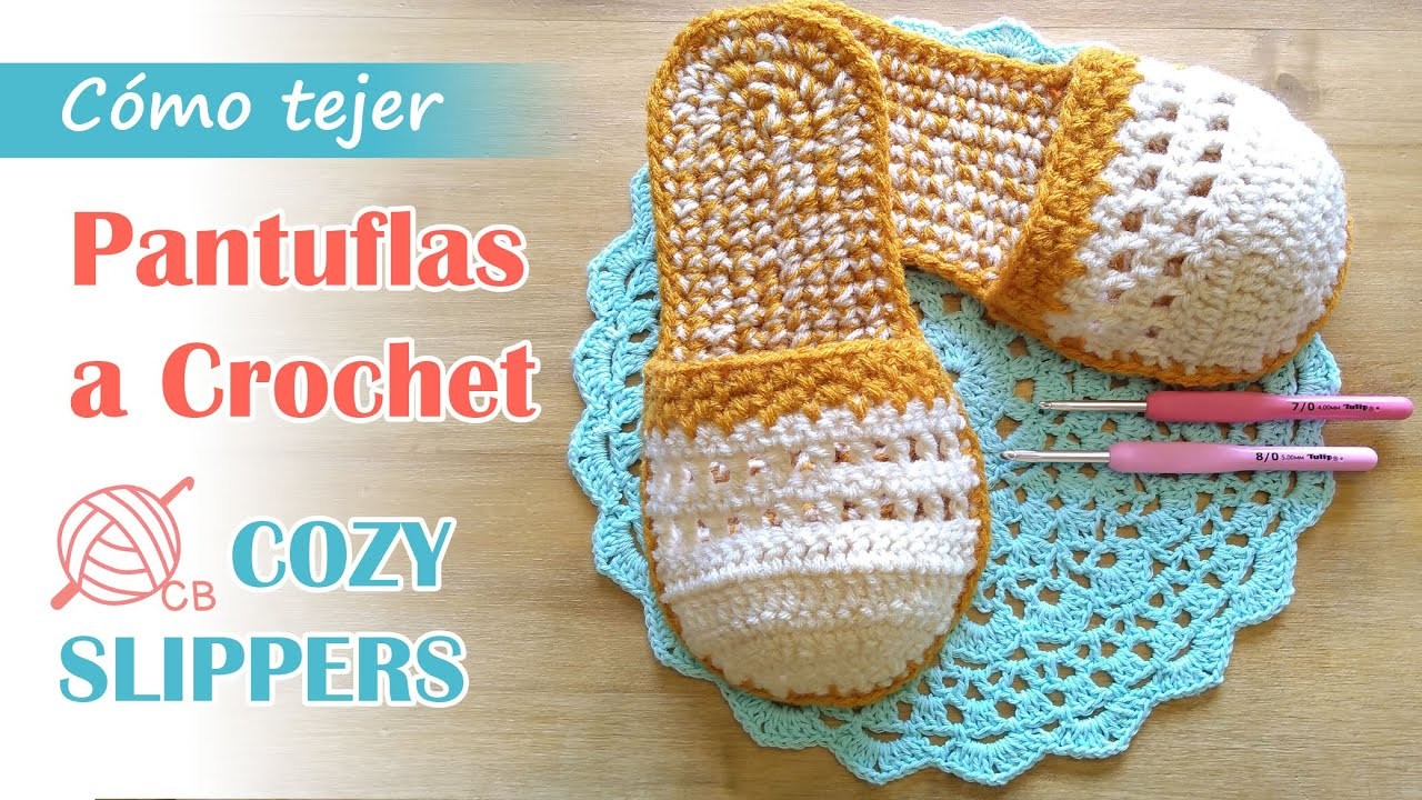 [ENG Sub] Pantuflas cómodas a crochet - How to crochet House Slippers -Spike Stitch - Chinelas
