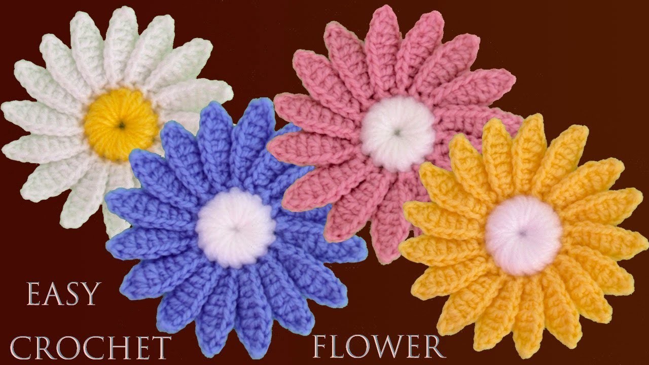 Flores Margaritas tejidas a Crochet Ganchillo paso a paso fácil para principiantes