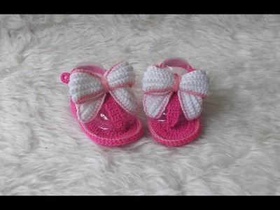 Sandalias tejidas a crochet. beba de 0 a 3 meses. 9cm