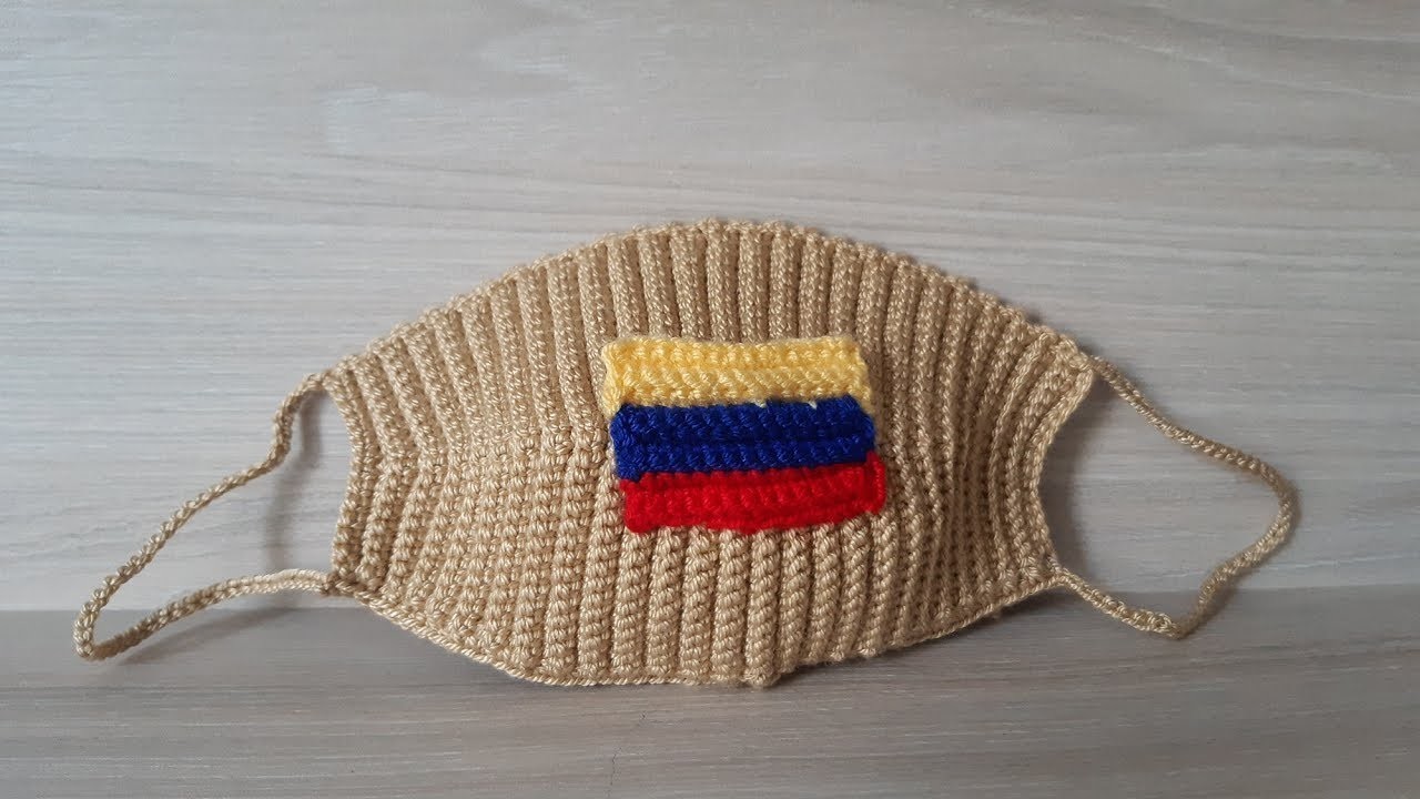 Tapaboca o Mascarilla Tejido a Crochet. Bandera de países