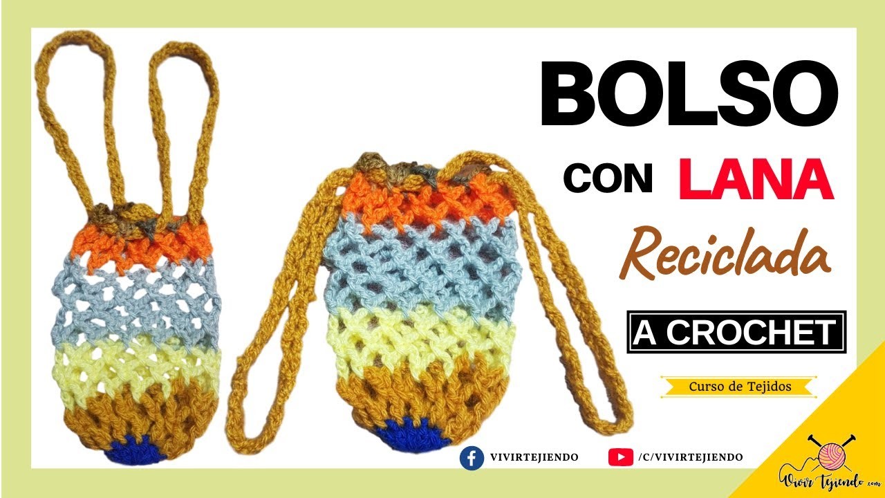 ✅ Tejidos a Crochet Material Reciclado – ???? Bolso Cruz Multicolor a Ganchillo - Vivirtejiendo