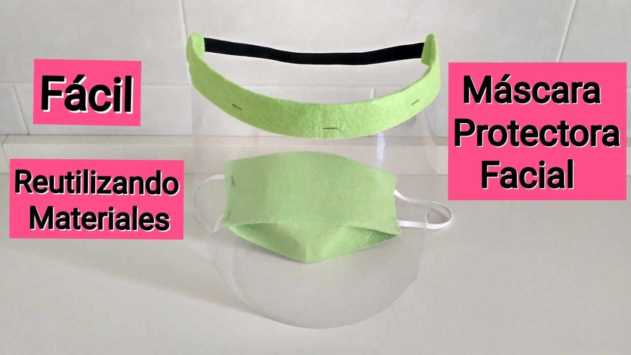 Cómo hacer MÁSCARA PROTECTORA FACIAL CASERA 2 minutos. Reutiliza Materiales! Protective Face Shield