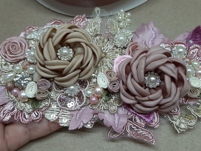 Como hacer una tiara de pedreria bordada con flores betty |Mayra León |