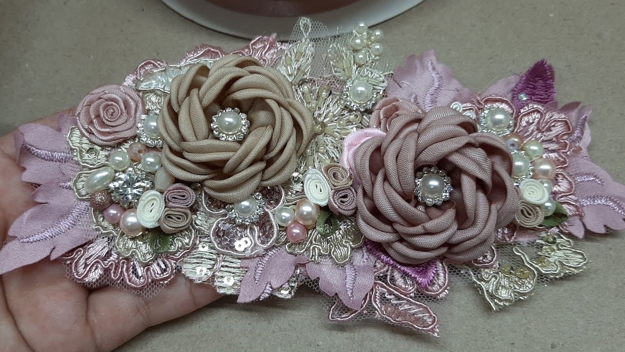 Como hacer una tiara de pedreria bordada con flores betty |Mayra León |
