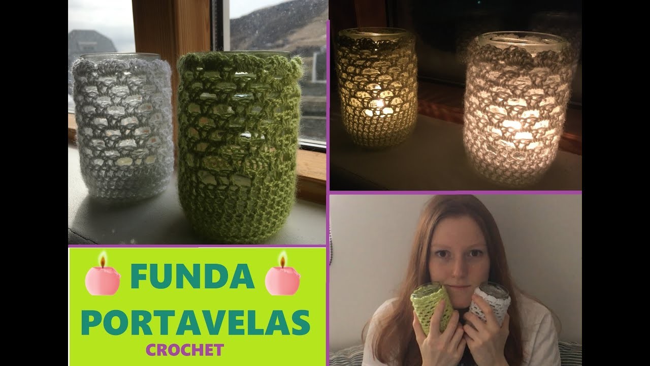 Funda portavelas de crochet - Recicla conmigo