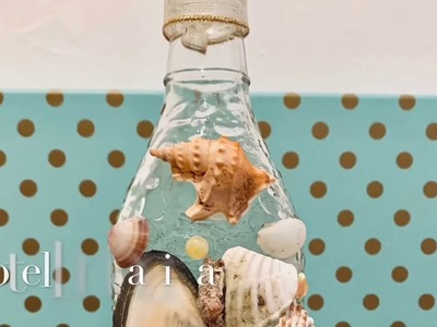Manualidades con conchas y botella. DIY Botella con conchas marinas . Manualidades Quédate en casa