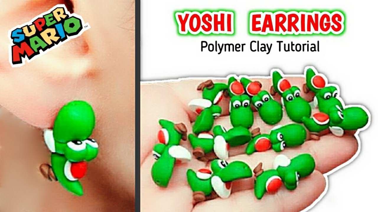 YOSHI EARRINGS, SUPER MARIO | Polymer Clay Tutorial