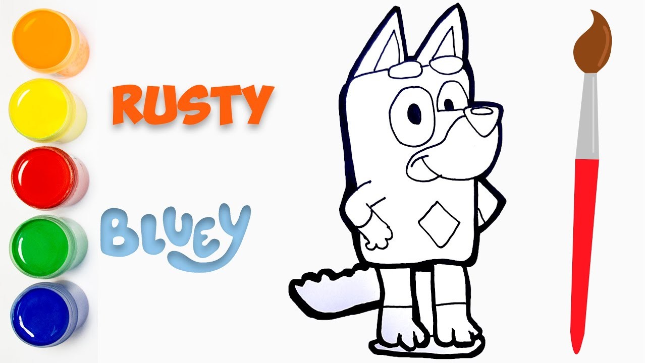 ???? Como Dibujar Y Colorear Al Perro Rusty Primo  BLUEY - Disney Junior - Cat Color