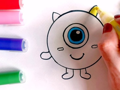 Como Dibujar y colorear para niños a Mike Wazowski.drawing & painting for kids