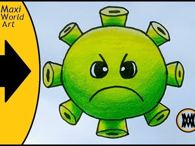 Cómo DIBUJAR y Pintar al CORONAVIRUS Verde ????????(Kawaii) Dibujo de Virus Covid 19 Paso a Paso MUY Fácil