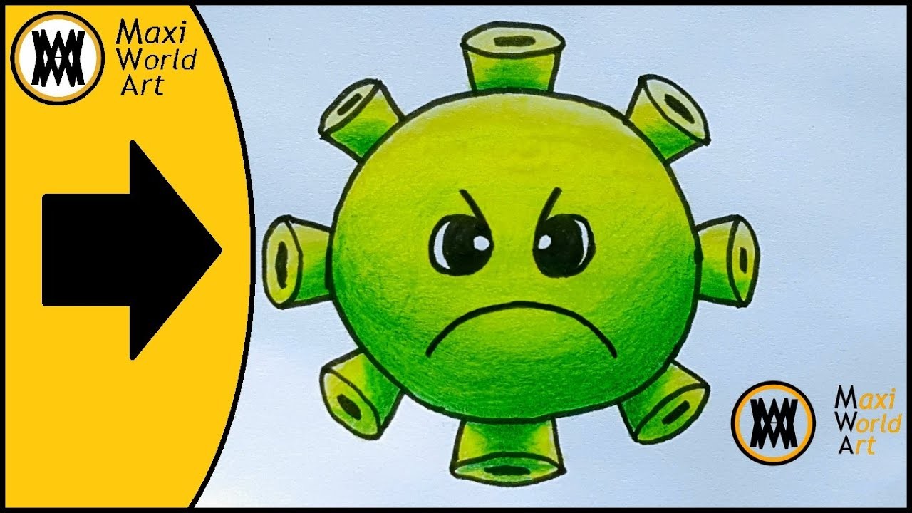 Cómo DIBUJAR y Pintar al CORONAVIRUS Verde ????????(Kawaii) Dibujo de Virus Covid 19 Paso a Paso MUY Fácil