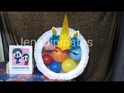 Piñata de tambor para globos o pelotas, temática unicornio