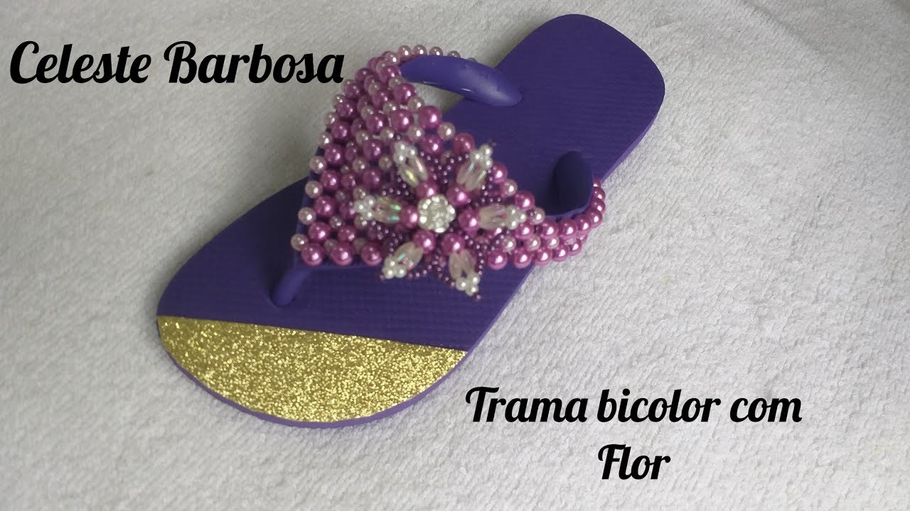 Trama bicolor com flor