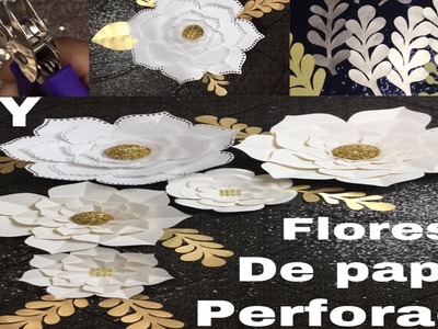 Como hacer Flores de papel perforadas  fácil decoración con cartulina manualidades