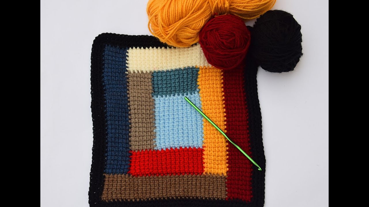 Estas aburrida-o? Saca tus restos de lana perdidos y haz una colcha con punto tunecino ! #crochet