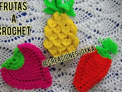 Fresa A Crochet en Punto Piña  para decoración de cocinas y neveras (Joyka)