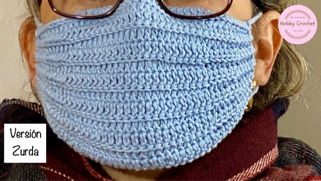 Mascara tejida a crochet paso a paso para principiantes (Versión Zurda)