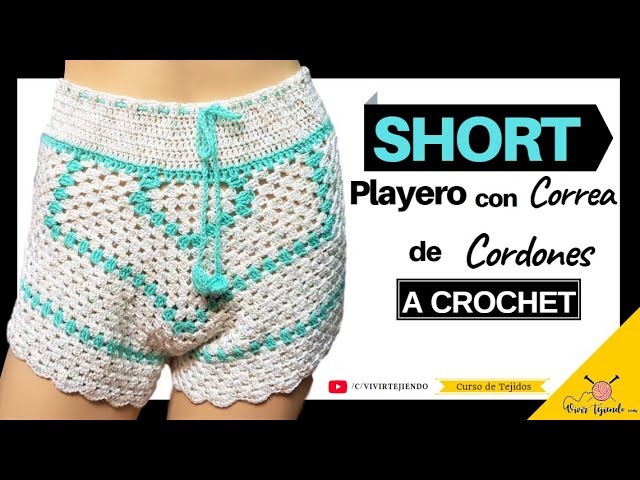 ???? Moda Tejidos a CROCHET ???? Short Original a CROCHET GANCHILLO con Correa de Cordones