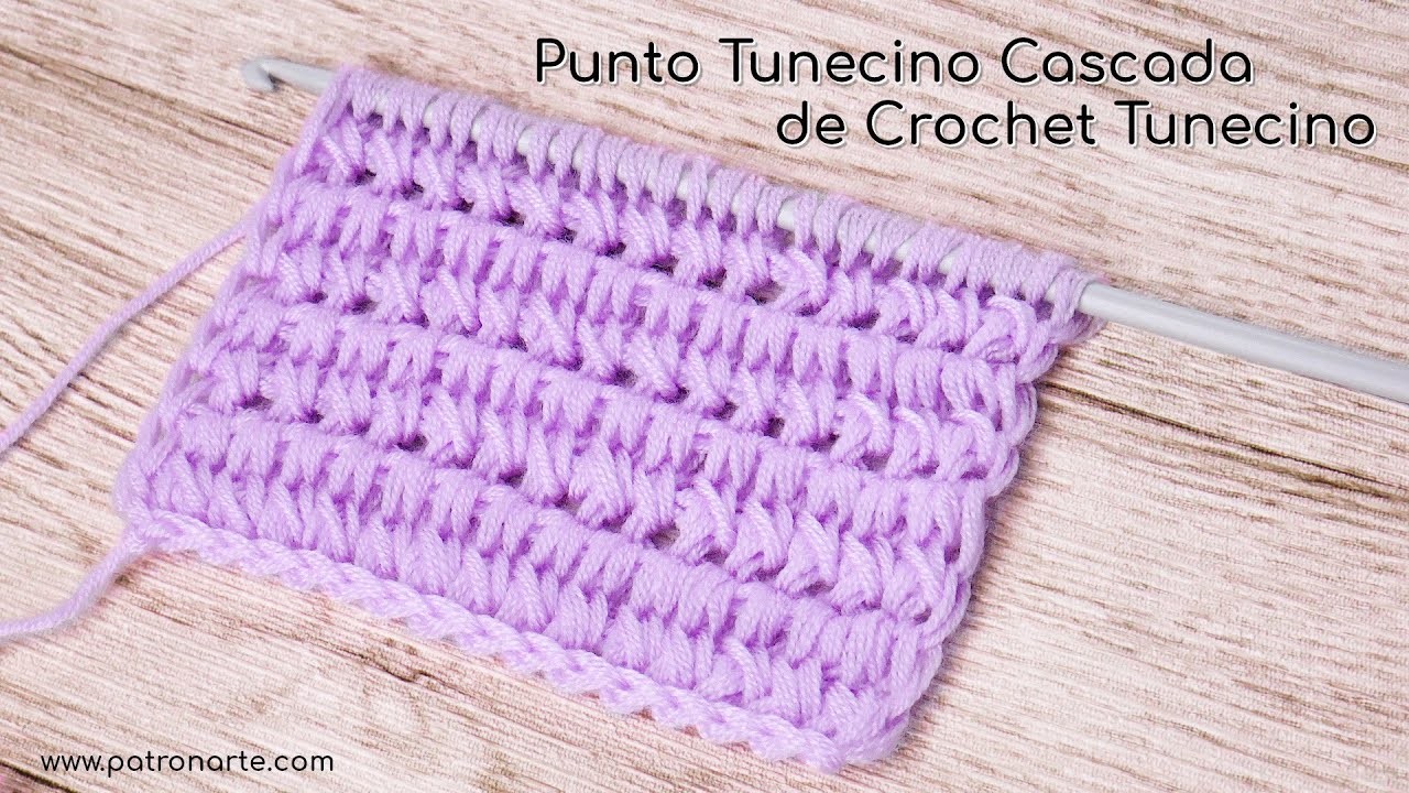 Punto Tunecino Cascada de Crochet Tunecino | Tutoriales de Crochet Tunecino Paso a Paso