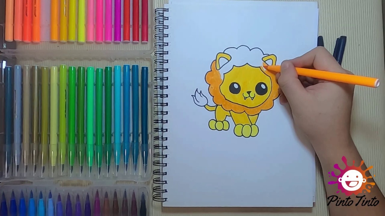 Como dibujar y pintar un León Kawaii - How to draw and paint a Kwaii Lion #dibujar #pintar #kawaii
