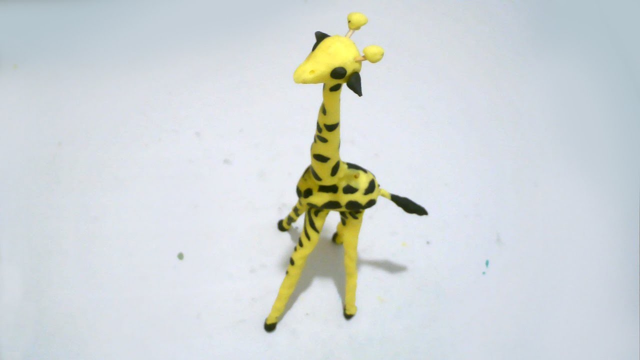 JIRAFA. Cómo hacer animales con plastilina o pasta de modelar.  Infantil.
