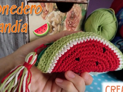 Cómo hacer monedero sandía crochet fácil. tutorial tejer sandía amigurumi paso a paso con borla