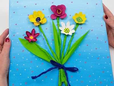 Cómo hacer un cuadro de flores con una huevera - Manualidades originales para regalar