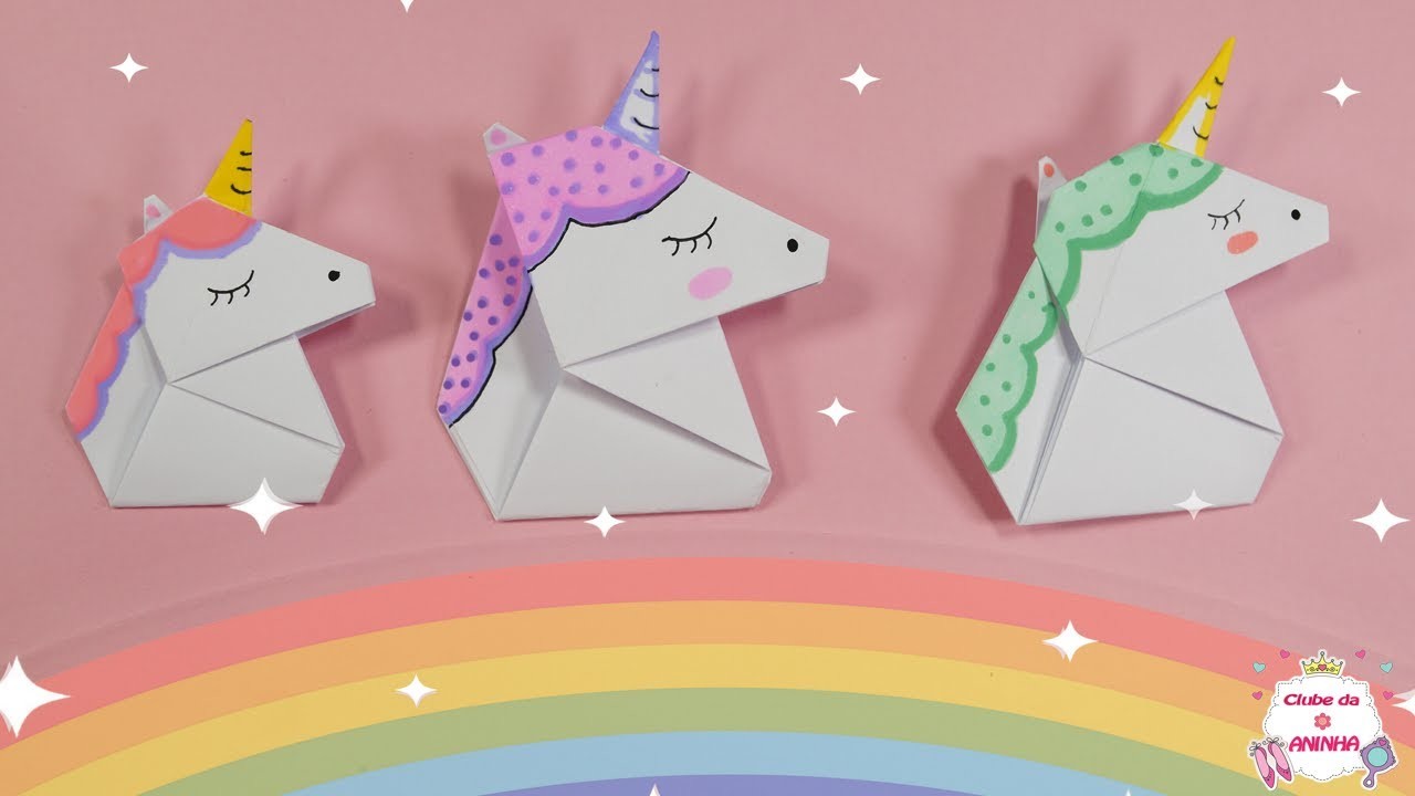 ORIGAMI Unicórnios de papel - Origami unicorn tutorial