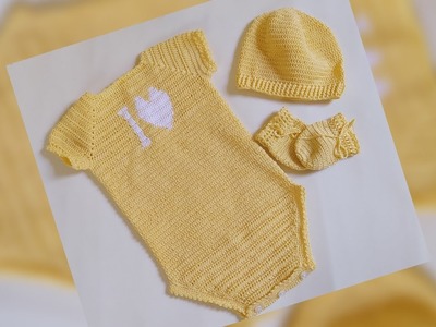 Body o pelele tejido a crochet para bebes (0_3) meses (técnica de tapestry)