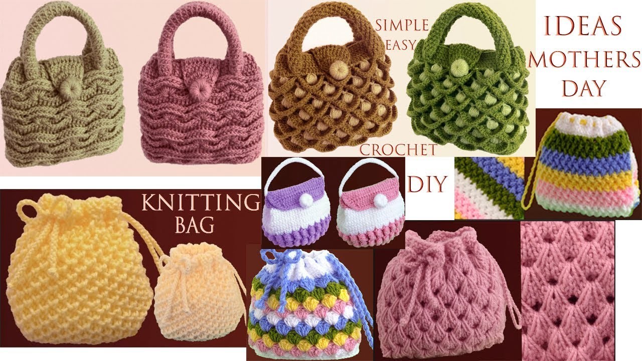 Bolsos morralitos monederos tejidos con Ganchillo Crochet 7 Ideas fácil hacer día de la madre