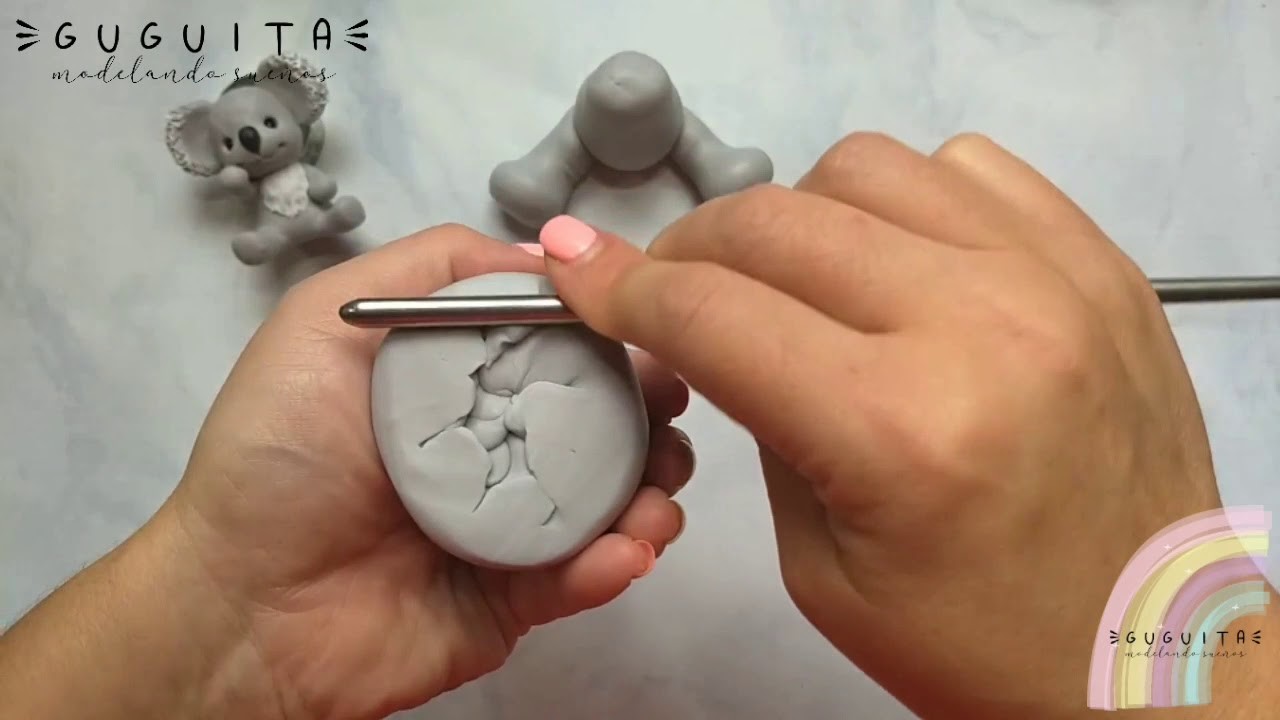 Como hacer un koala en porcelana fría plastilina biscuit polymer clay * Tutorial * DIY
