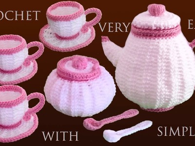 Como tejer a crochet azucarero para juego de tazas de té y café ganchillo para principiantes