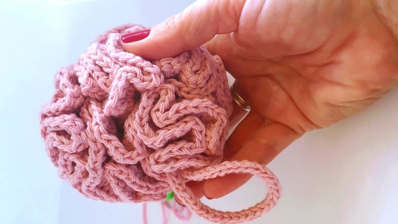 Esponja de baño realizada en ganchillo.crochet