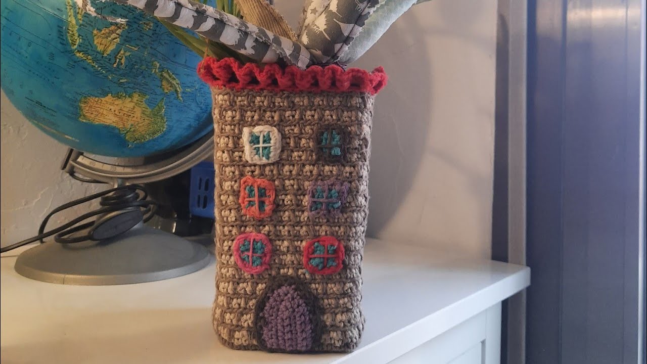 Maceta edificio crochet, ganchillo