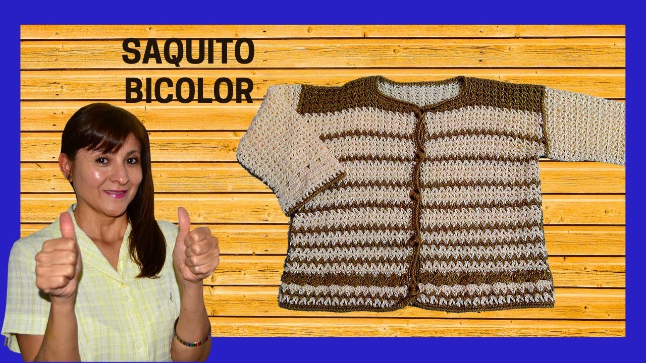 Saquito Bicolor a #crochet o ganchillo para bebe (3 meses) tutorial paso a paso. Moda a Crochet