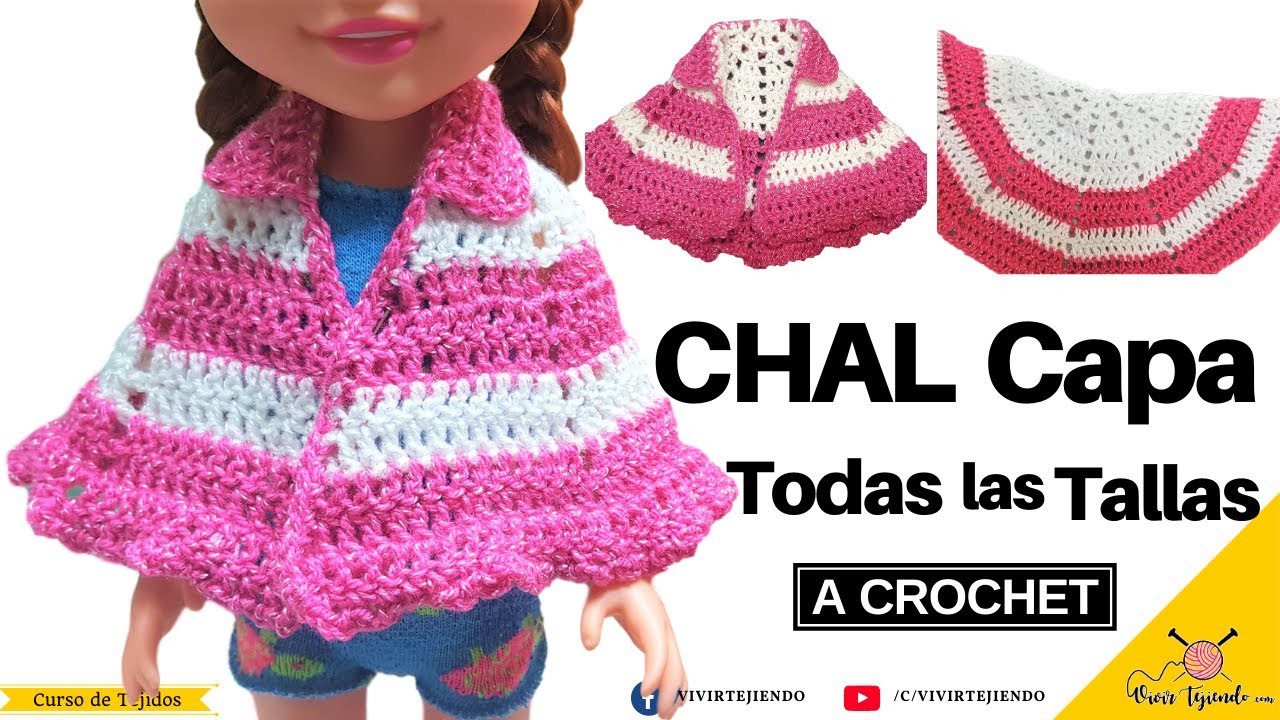 ???? Tejidos a Crochet  ???? Chal Capa con Cuello a Crochet Ganchillo – Todas las Tallas ????