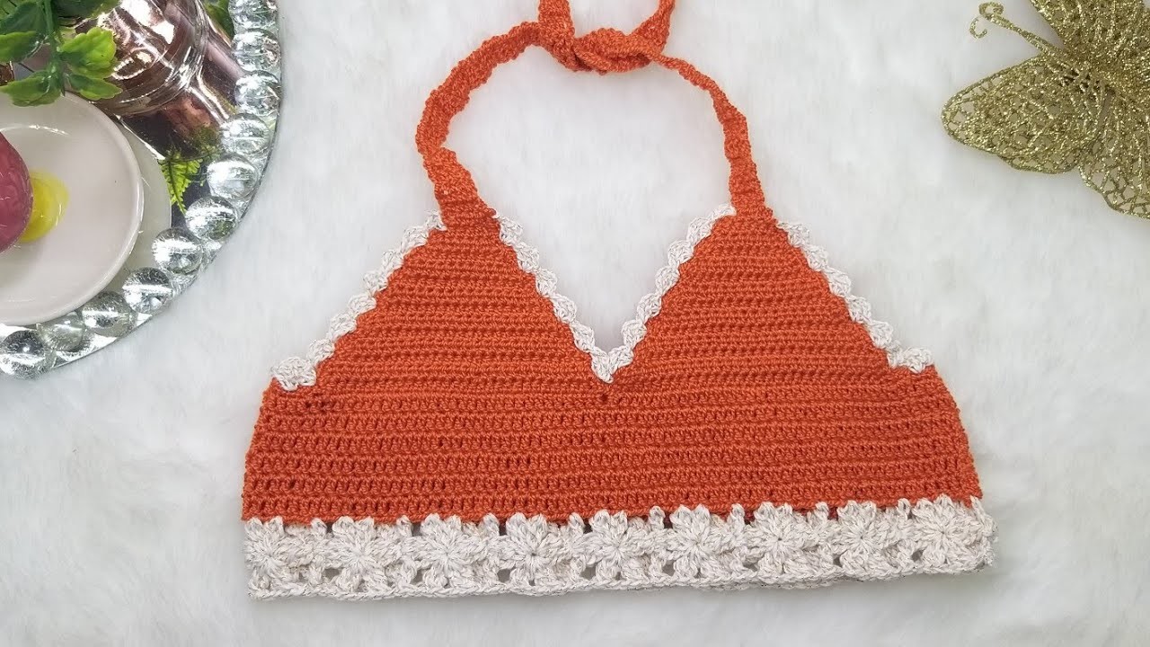 Top mandarina tejido a crochet