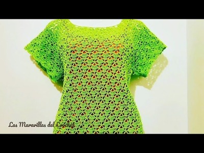BLUSA A CROCHET Canesu Rectangular #crochet #LasMaravillasdelCrochet