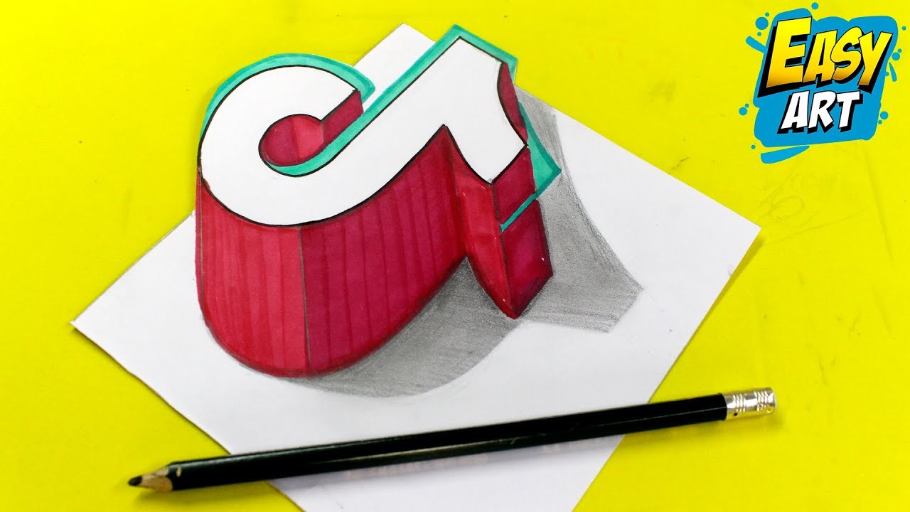 ???? Cómo DIBUJAR el Logo TIK TOK 3D paso a paso - Dibujos 3D - Easy Art