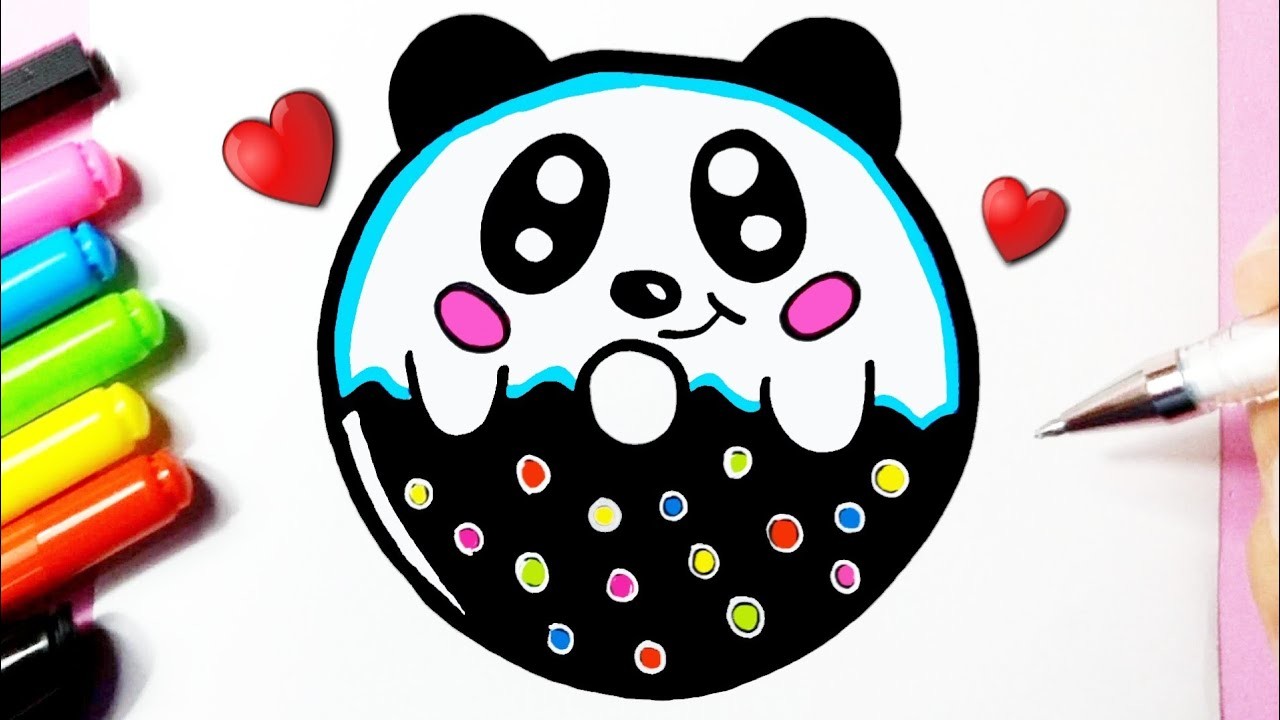 Cómo dibujar Kawaii Cute Panda Bear Cookie ♥ Dibujos Kawaii - Dibujos para dibujar