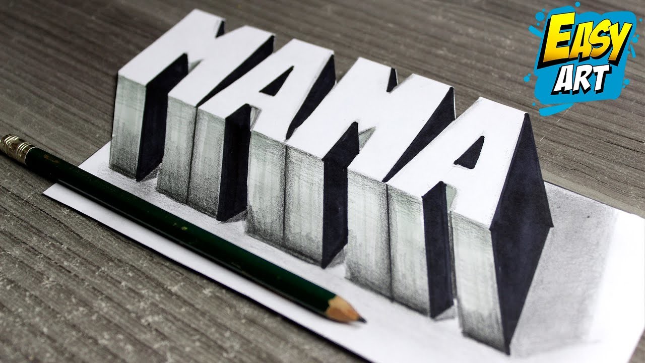 ❤️ Cómo Dibujar las letras de MAMÁ en 3D - Como Hacer Tarjetas para Día de la Madre 3D -  Easy Art