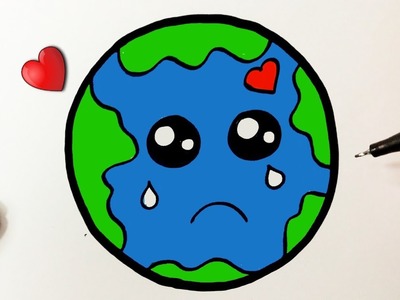 Cómo dibujar Planet Earth World kawaii llora ♥ Dibujos Kawaii - Dibujos para dibujar